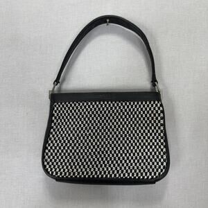 The Sak Elliott Luca Shoulder Bag Womens Black Woven Leather Trim Mini Purse Y2K
